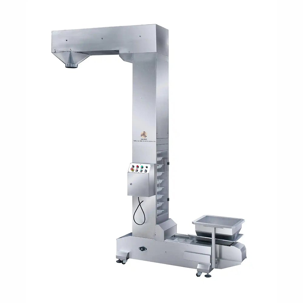 Elevator conveyor for bulk material and container feeding